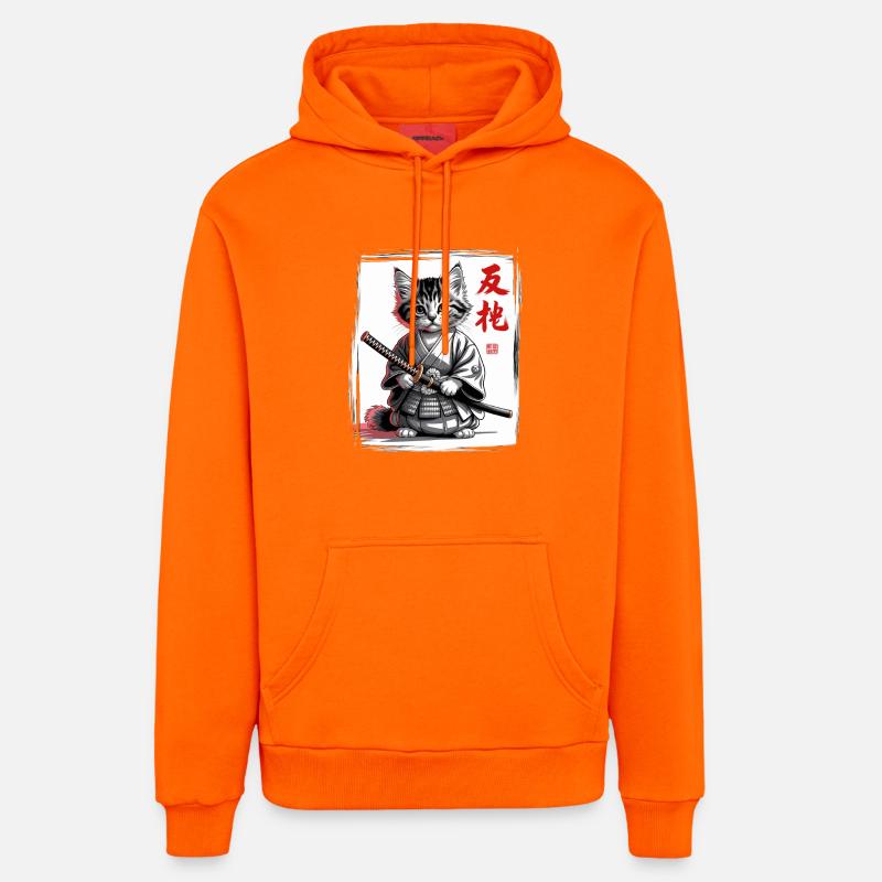 Chat samouraï drôle, art japonais - Sweat à capuche bio décontracté fabriqué en UE - SUNSET ORANGE