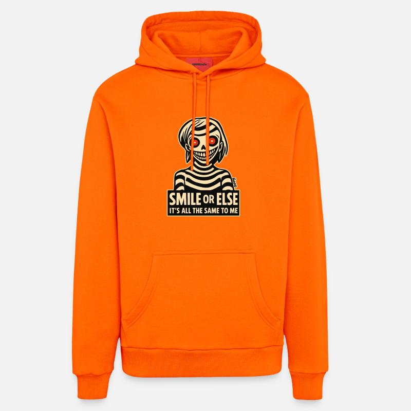 Sourire squelettique avec message - Sweat à capuche bio décontracté fabriqué en UE - SUNSET ORANGE