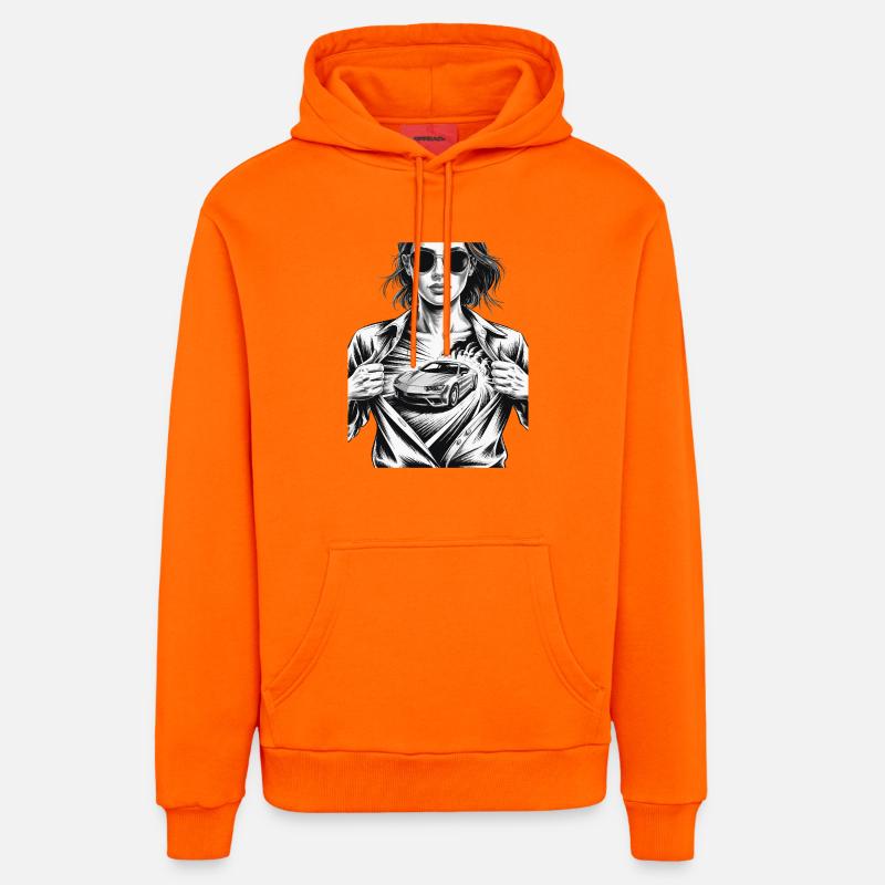 Conception de voiture de course - Sweat à capuche bio décontracté fabriqué en UE - SUNSET ORANGE