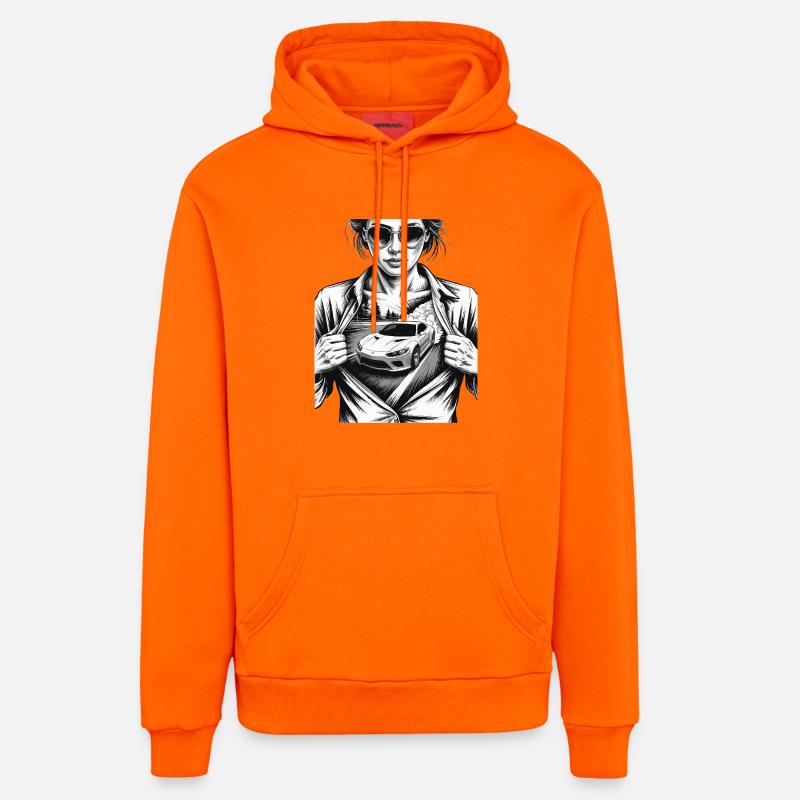 Conception de voiture de course - Sweat à capuche bio décontracté fabriqué en UE - SUNSET ORANGE