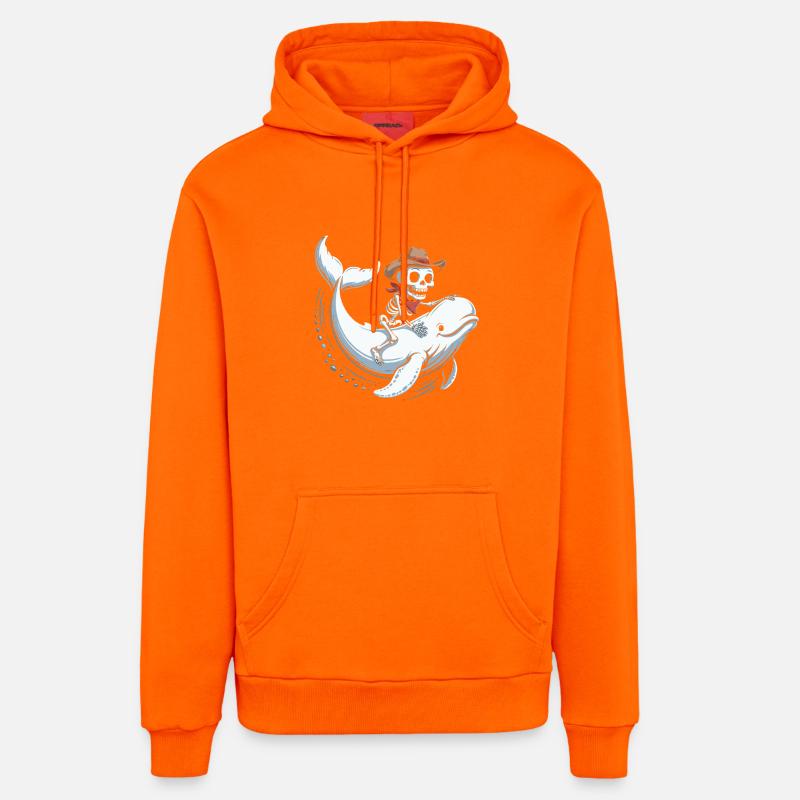 Crâne de cow-boy sur béluga - Sweat à capuche bio décontracté fabriqué en UE - SUNSET ORANGE