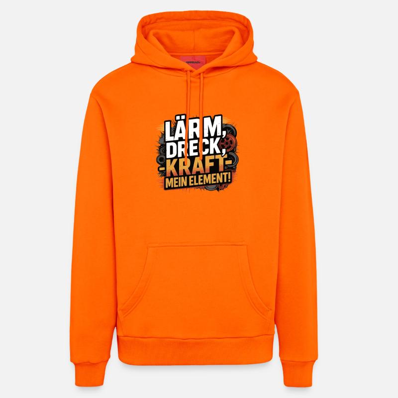Bruit, saleté, puissance – mon élément - Sweat à capuche bio décontracté fabriqué en UE - SUNSET ORANGE