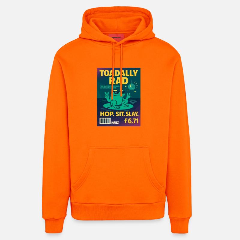 Magazine Grenouille Disco Rad Toadally - Sweat à capuche bio décontracté fabriqué en UE - SUNSET ORANGE