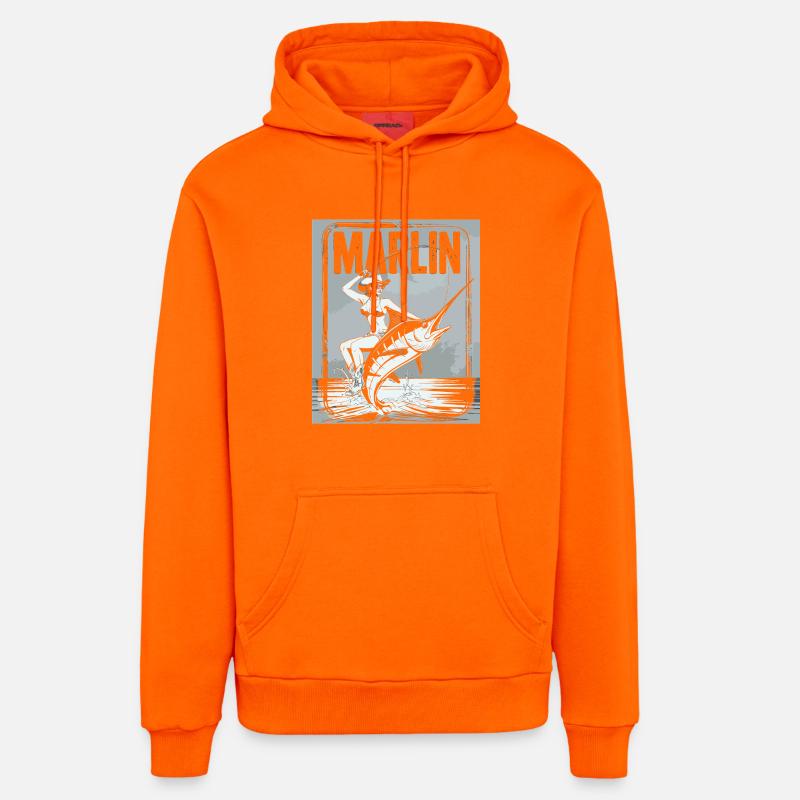 Marlin Pêcheuse Rétro - Sweat à capuche bio décontracté fabriqué en UE - SUNSET ORANGE