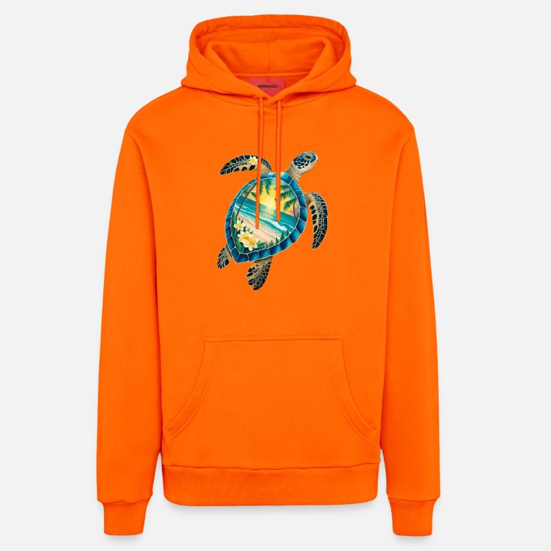 Turtle Waves Surf Turtle Surfer Turtles - Sweat à capuche bio décontracté fabriqué en UE - SUNSET ORANGE