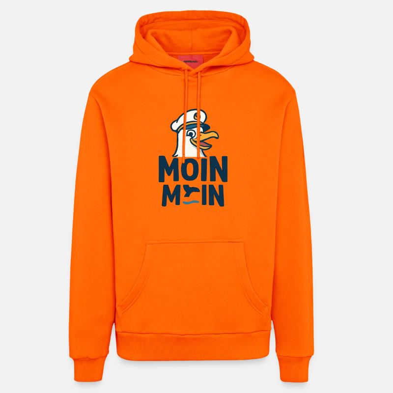 Mouette du capitaine MOIN MOIN Motif - Sweat à capuche bio décontracté fabriqué en UE - SUNSET ORANGE