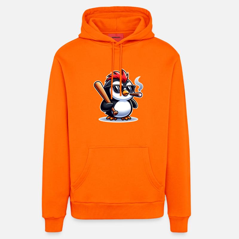 Pingouin - Sweat à capuche bio décontracté fabriqué en UE - SUNSET ORANGE