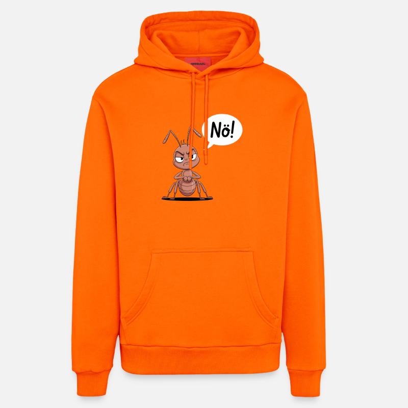 Une drôle de fourmi dit non - Sweat à capuche bio décontracté fabriqué en UE - SUNSET ORANGE