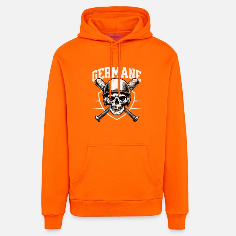 Crâne Guerrier Casque Batten Germane - Sweat à capuche bio décontracté fabriqué en UE - SUNSET ORANGE