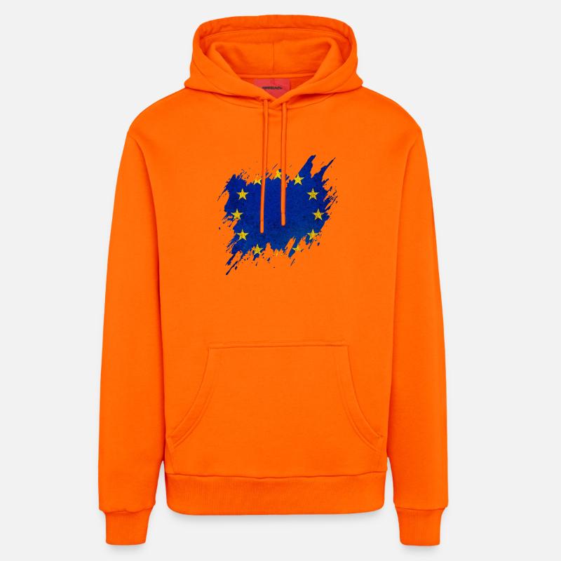 Drapeau de l’Europe, style déchiré - Sweat à capuche bio décontracté fabriqué en UE - SUNSET ORANGE