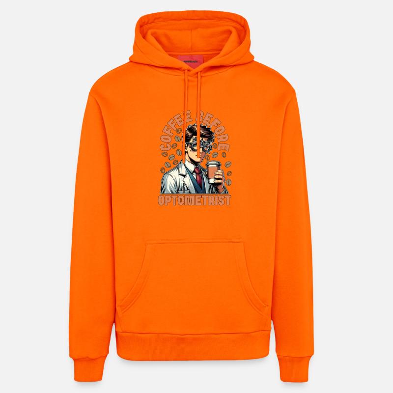Optométriste Ophtalmologiste Ophtalmologiste Amateur de café - Sweat à capuche bio décontracté fabriqué en UE - SUNSET ORANGE