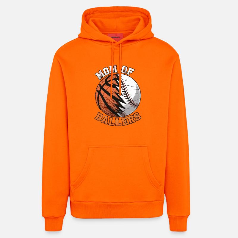 Maman de Ballers – Sportmama Design - Sweat à capuche bio décontracté fabriqué en UE - SUNSET ORANGE