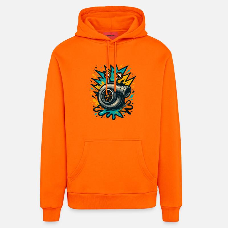Explosion de turbocompresseur Boost de turbocompresseur - Sweat à capuche bio décontracté fabriqué en UE - SUNSET ORANGE