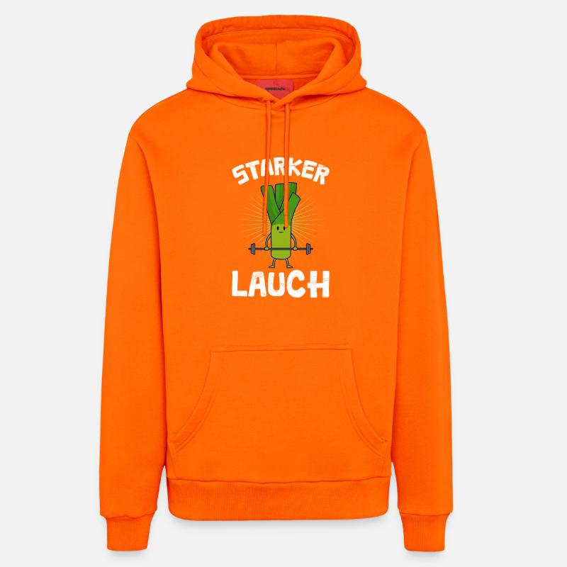 Haltérophile STRONG LEEK Drôle - Sweat à capuche bio décontracté fabriqué en UE - SUNSET ORANGE