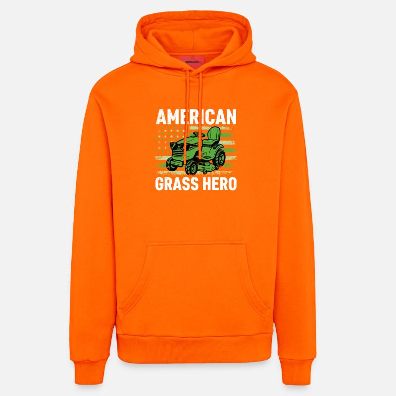 Héros américain de l’herbe - Sweat à capuche bio décontracté fabriqué en UE - SUNSET ORANGE