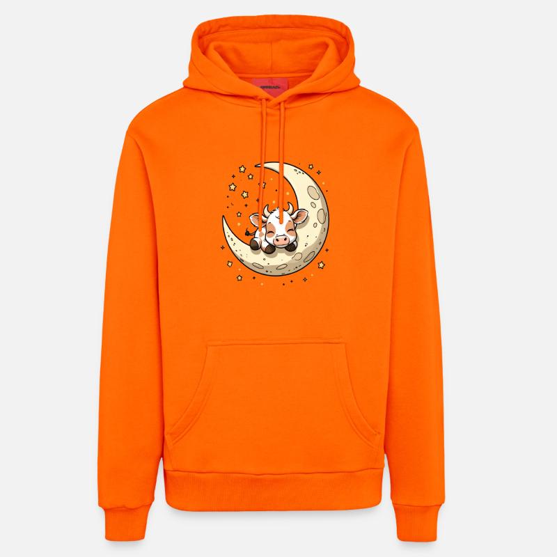 Rêve de vache de lune - Sweat à capuche bio décontracté fabriqué en UE - SUNSET ORANGE