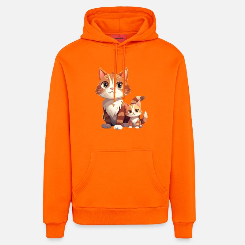 Chat amitié dessin animé Style chat - Sweat à capuche bio décontracté fabriqué en UE - SUNSET ORANGE