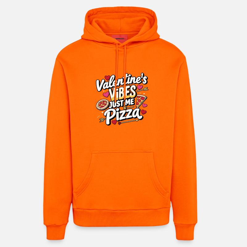 Love de la Saint-Valentin Pizza Vibrations - Sweat à capuche bio décontracté fabriqué en UE - SUNSET ORANGE