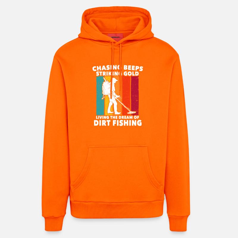 Sondages de pêche en terre - Sweat à capuche bio décontracté fabriqué en UE - SUNSET ORANGE