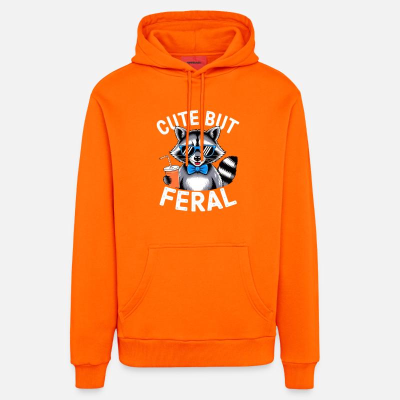 Raton laveur mignon mais sauvage - Sweat à capuche bio décontracté fabriqué en UE - SUNSET ORANGE
