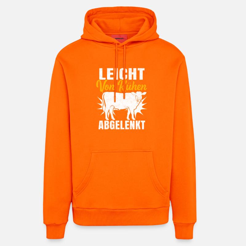 Facilement distrait par les vaches - Sweat à capuche bio décontracté fabriqué en UE - SUNSET ORANGE