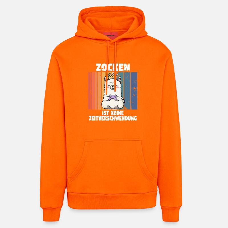Lama zocken controller - Organic Relaxed Hoodie Made in EU - SUNSET ORANGE
