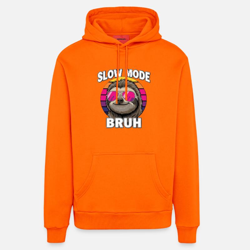 Cool Sloth Mode Ralenti Bruh Rétro - Sweat à capuche bio décontracté fabriqué en UE - SUNSET ORANGE