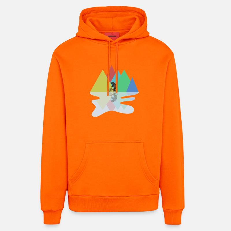 Bear faisant du vélo - Sweat à capuche bio décontracté fabriqué en UE - SUNSET ORANGE
