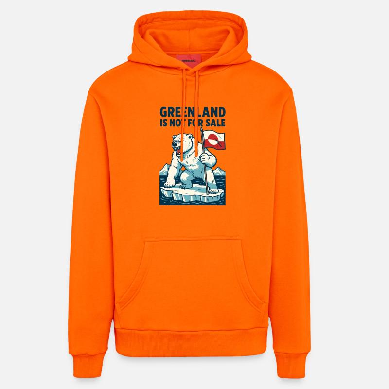 Le Groenland n’est pas à vendre - Sweat à capuche bio décontracté fabriqué en UE - SUNSET ORANGE