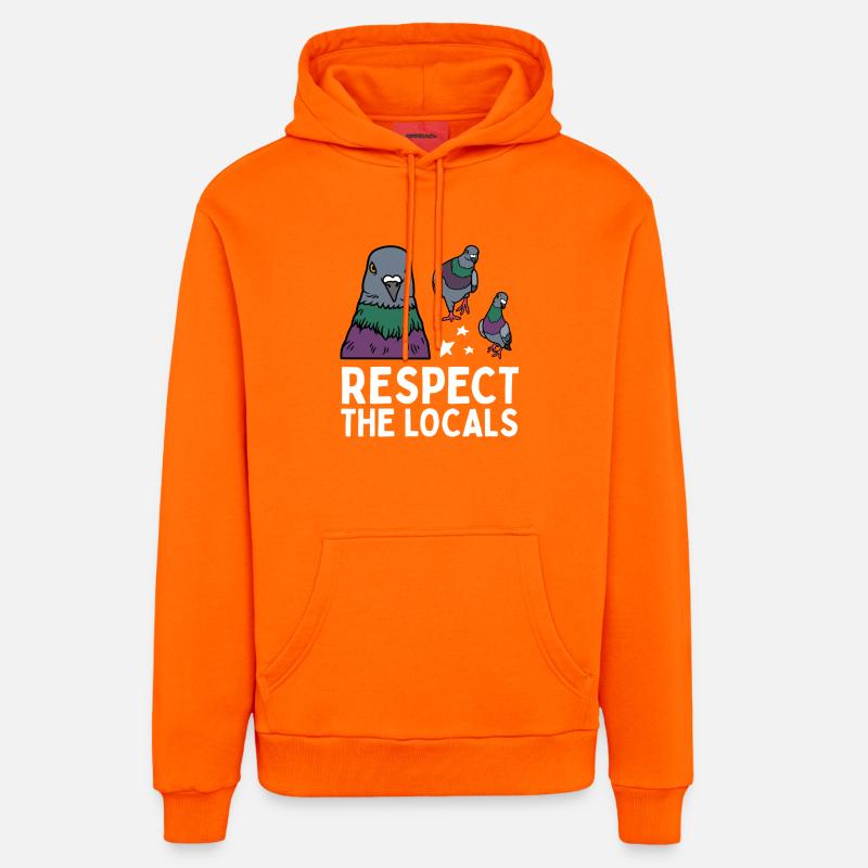 Respect les locaux Pigeons coo - Sweat à capuche bio décontracté fabriqué en UE - SUNSET ORANGE