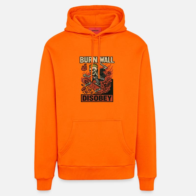 Squelette du Patineur du Mur Brûlant - Sweat à capuche bio décontracté fabriqué en UE - SUNSET ORANGE