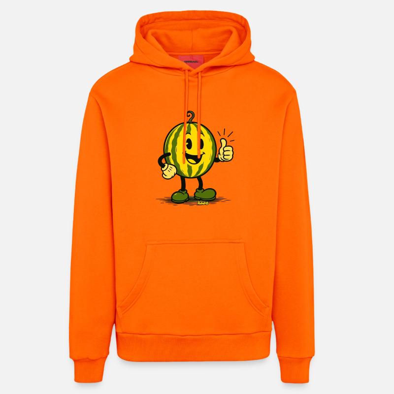 Dessin animé joyeux de pastèque - Sweat à capuche bio décontracté fabriqué en UE - SUNSET ORANGE