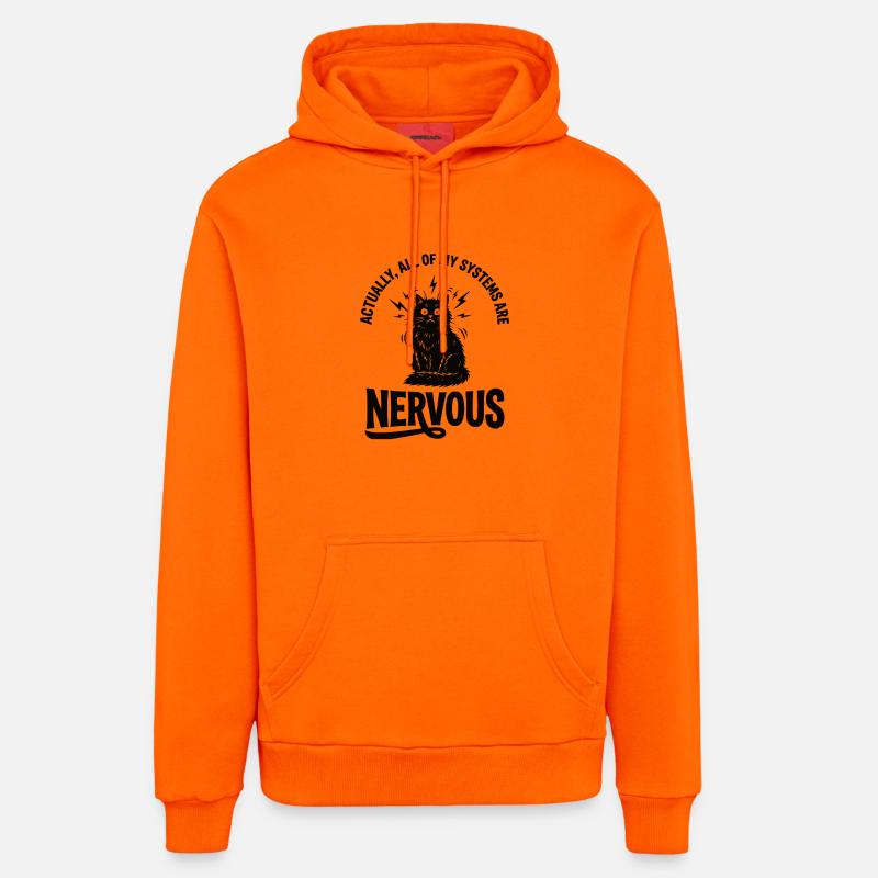 Echte Ironie Katze Nervensystem Statement - Organic Relaxed Hoodie Made in EU - SUNSET ORANGE