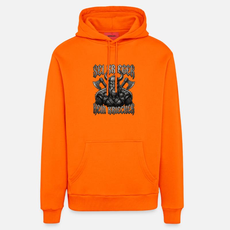 Sei Krieger kein Kriecher Wikinger Bart - Organic Relaxed Hoodie Made in EU - SUNSET ORANGE