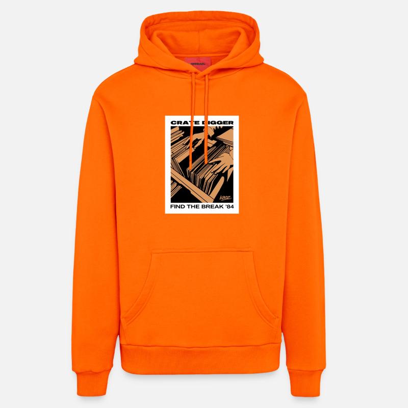 Affiche vinyle Crate Digger 84 - Sweat à capuche bio décontracté fabriqué en UE - SUNSET ORANGE