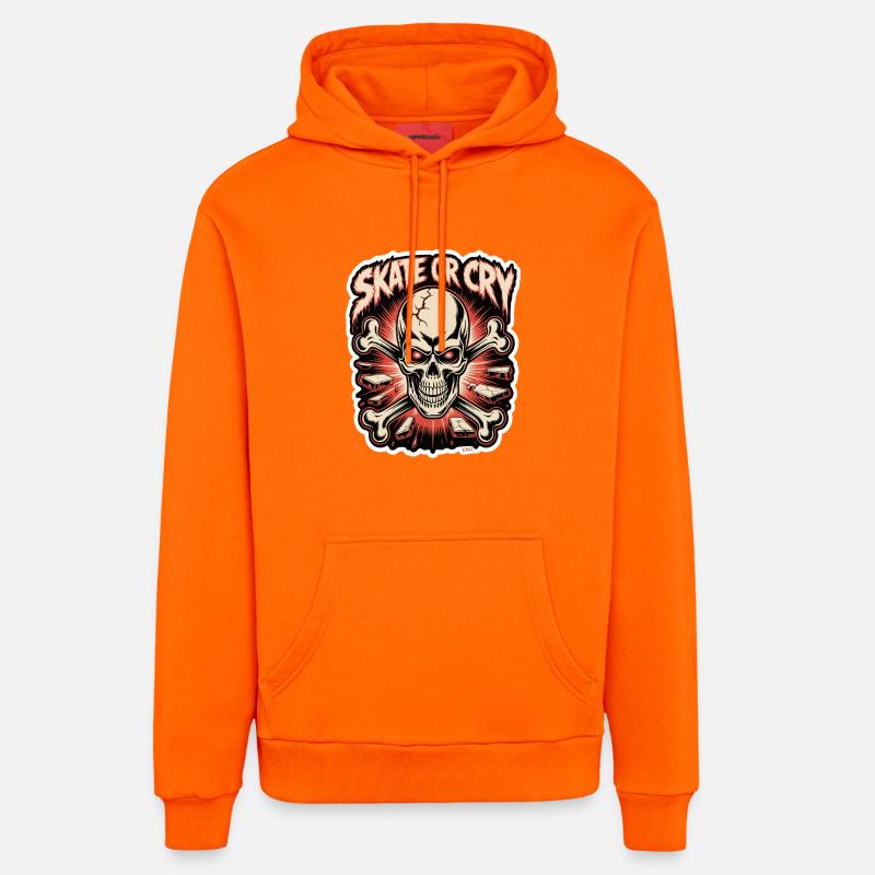 Skate- oder Cry-Skull-Tee-Design - Organic Relaxed Hoodie Made in EU - SUNSET ORANGE