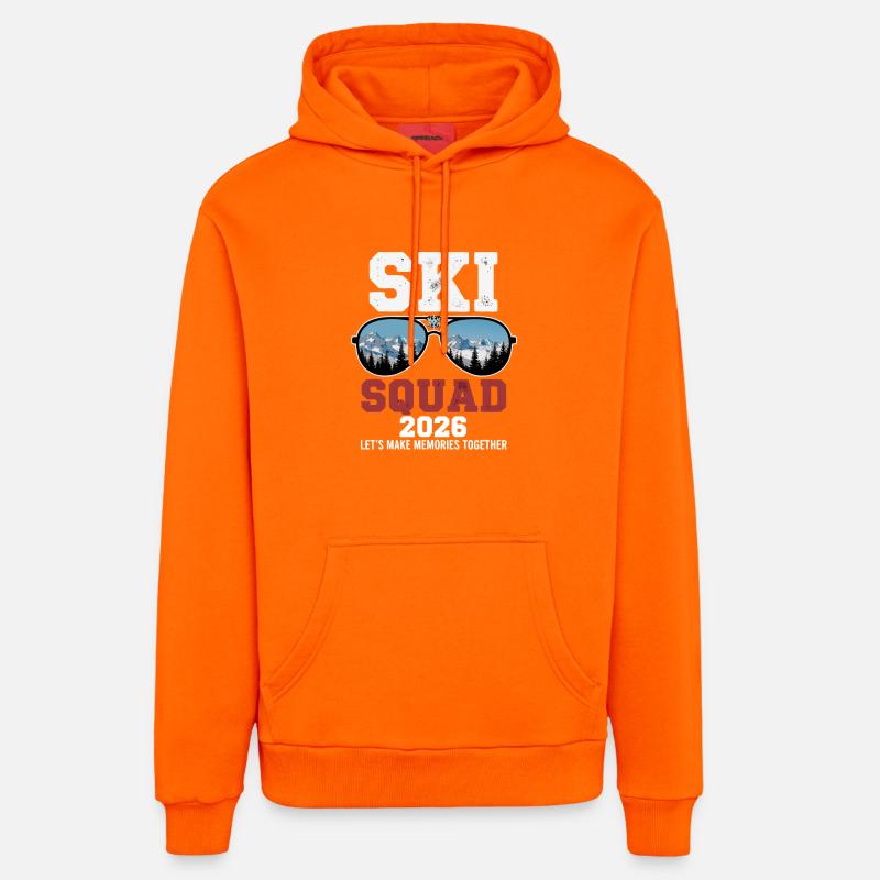 Ski Squad Vacances de ski 2026 - Sweat à capuche bio décontracté fabriqué en UE - SUNSET ORANGE