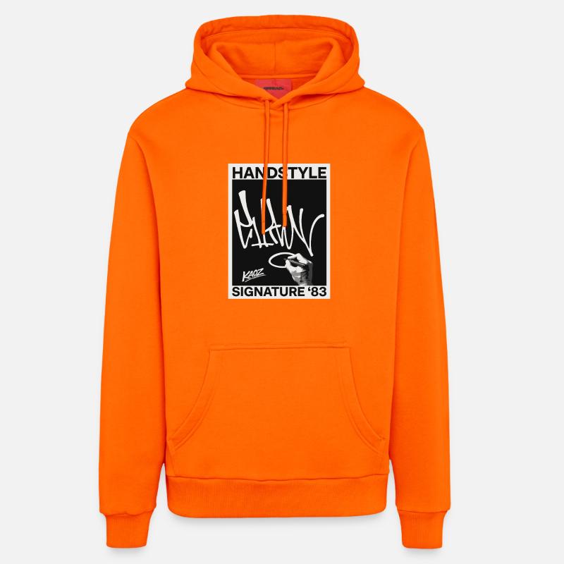 Handstyle Graffiti Signature '83 - Sweat à capuche bio décontracté fabriqué en UE - SUNSET ORANGE