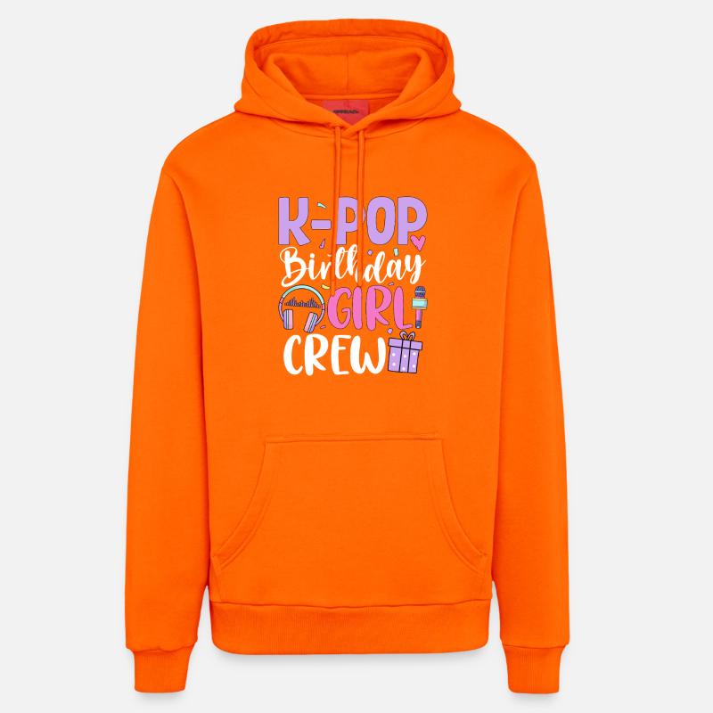 K Pop Équipe des Filles d’Anniversaire - Sweat à capuche bio décontracté fabriqué en UE - SUNSET ORANGE