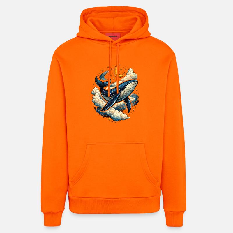 Baleine Céleste dans les Nuages - Sweat à capuche bio décontracté fabriqué en UE - SUNSET ORANGE