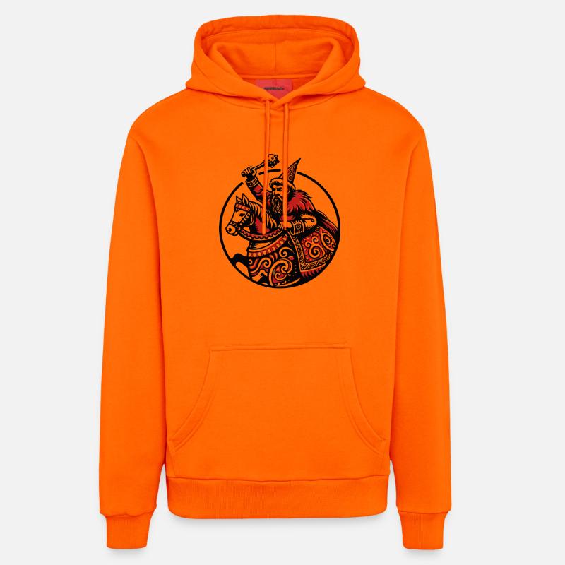Lajkonik Légende populaire polonaise cavalier - Sweat à capuche bio décontracté fabriqué en UE - SUNSET ORANGE