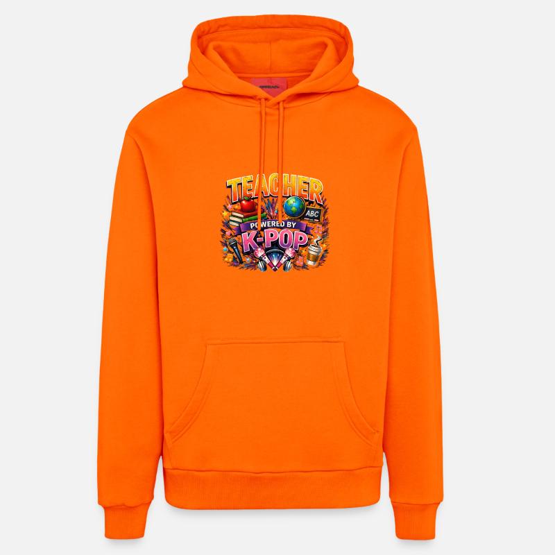 Enseignant propulsé par K Pop - Sweat à capuche bio décontracté fabriqué en UE - SUNSET ORANGE