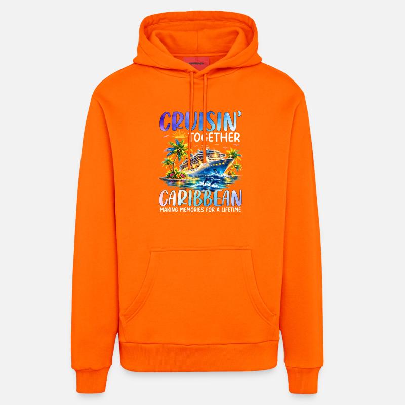 Cruisin Ensemble dans les Caraïbes - Sweat à capuche bio décontracté fabriqué en UE - SUNSET ORANGE