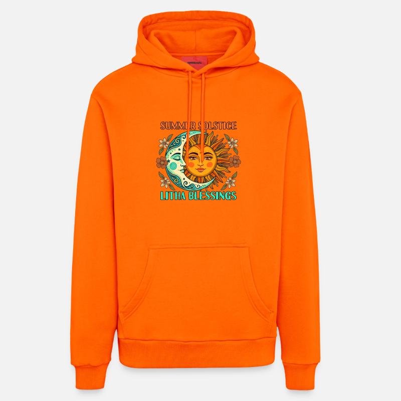 Litha Pagan Solstice d’été Midsommar - Sweat à capuche bio décontracté fabriqué en UE - SUNSET ORANGE