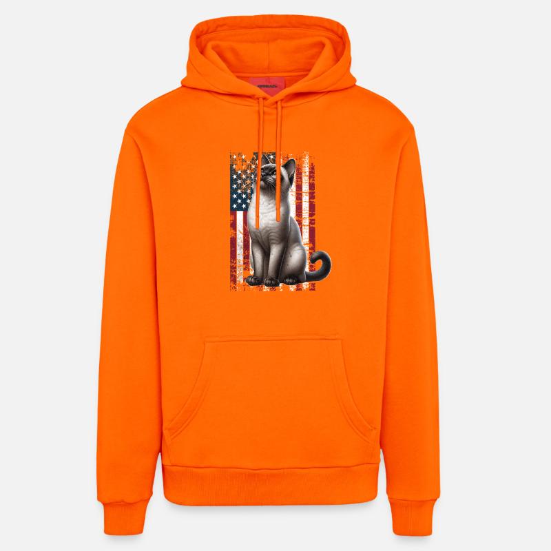 Chat siamois US Siamkatze - Sweat à capuche bio décontracté fabriqué en UE - SUNSET ORANGE