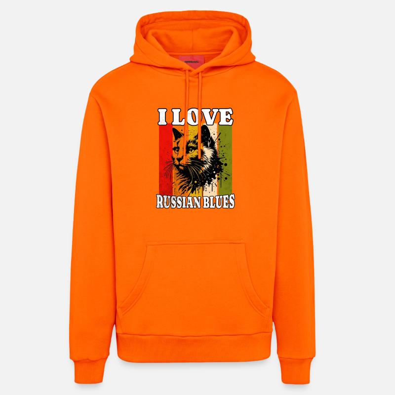 J’adore le bleu russe - Sweat à capuche bio décontracté fabriqué en UE - SUNSET ORANGE