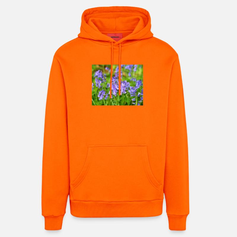 Jacinthes bleus - Floraison printanière violette - Sweat à capuche bio décontracté fabriqué en UE - SUNSET ORANGE