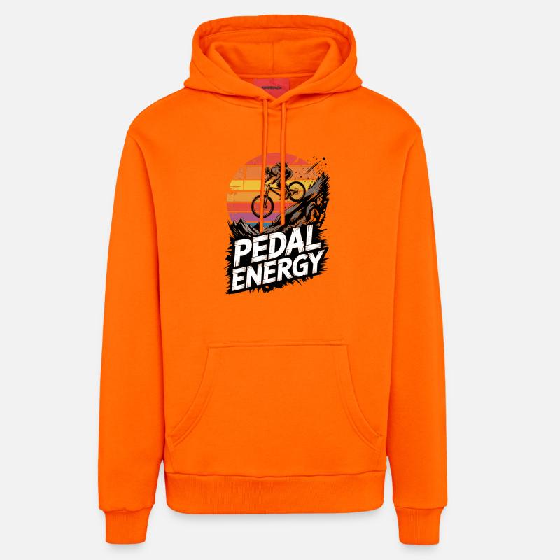 VTT, Descente, Action du cyclisme - Sweat à capuche bio décontracté fabriqué en UE - SUNSET ORANGE