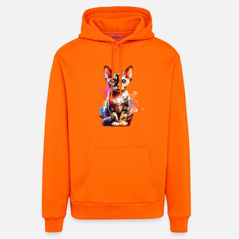 Devon Rex Gift - Organic Relaxed Hoodie Made in EU - SUNSET ORANGE