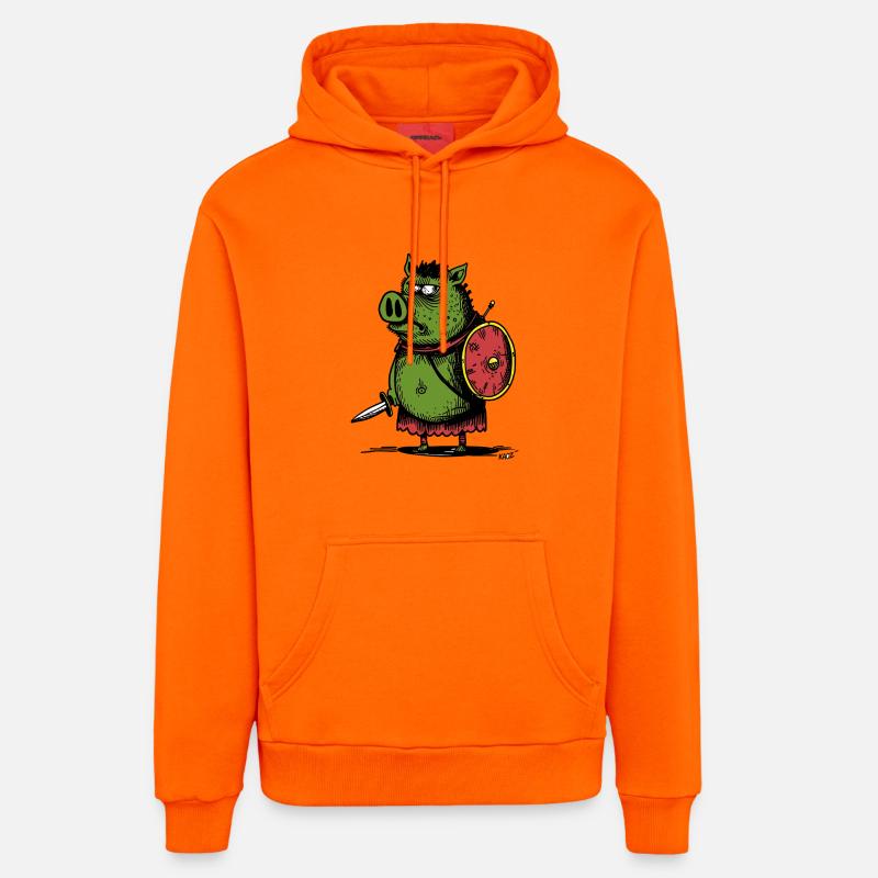 Viking sanglier vert avec bouclier - Sweat à capuche bio décontracté fabriqué en UE - SUNSET ORANGE